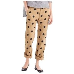 J Crew Boyfriend Chino Pant in Polka Dot Size 2.